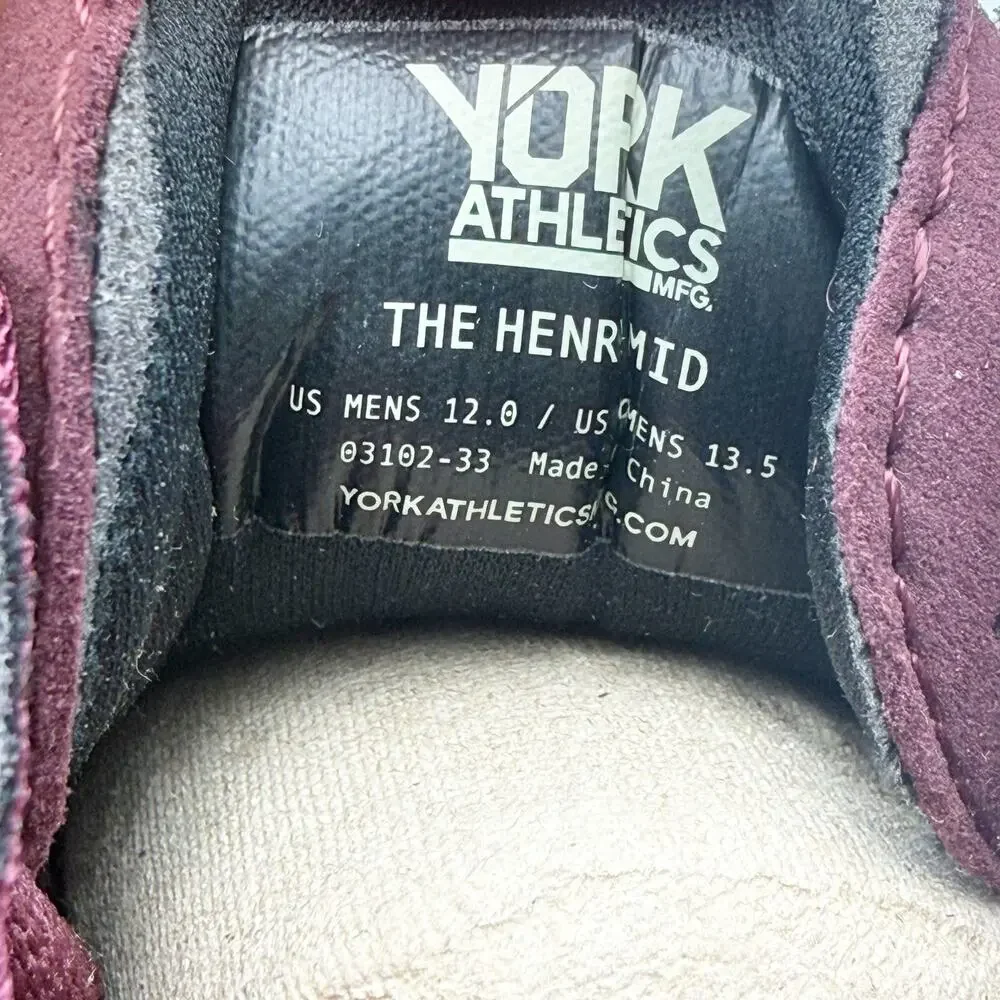 YORK Athletics Mens The Henry Mid Trainer Sneakers US 12 Red Black NIB